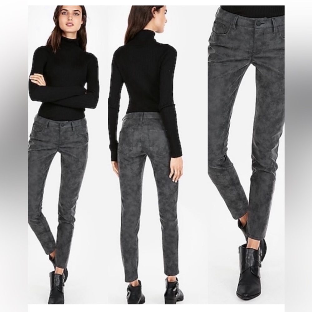 Express Smokey grey faux suede mid rise ankle pants.